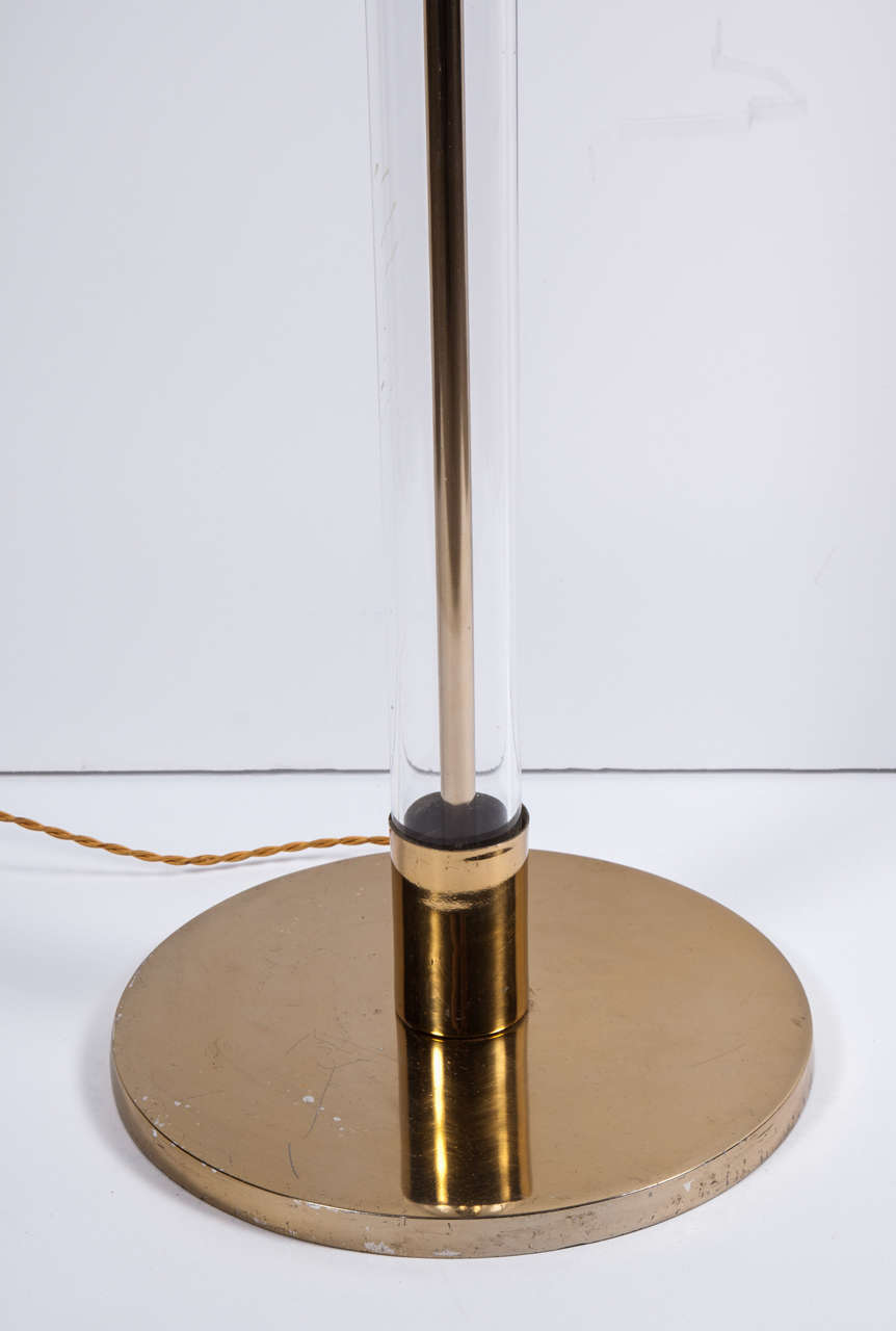 American Pair of Elegant Glass and Brass Floor Lamps by Laurel