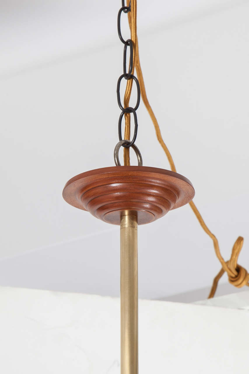 Mid-Century Modern Wood and Brass Sputnik Light Fixture