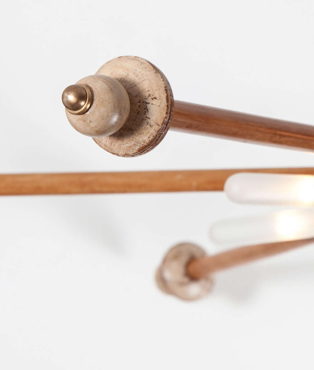 Wood and Brass Sputnik Light Fixture at 1stDibs