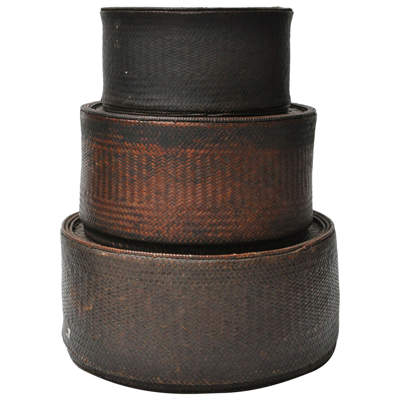Trio of Woven African Basket/Containers