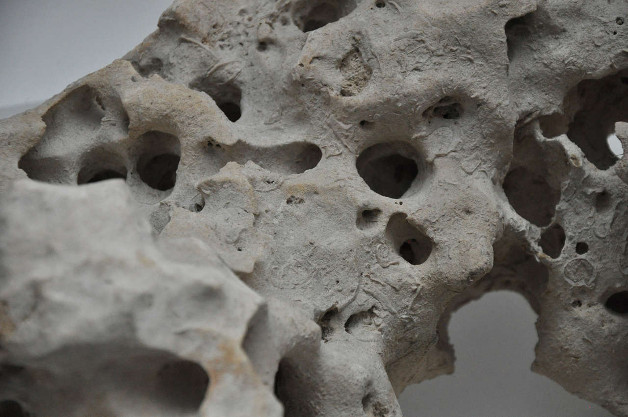 20th Century Objet d' Art of Raw Limestone on Sandblasted Acrylic Base 2