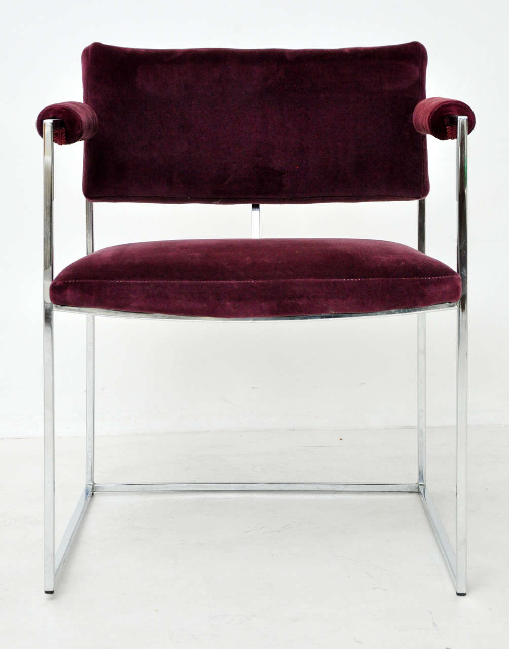 Set of 10 Milo Baughman chrome frame dining chairs.