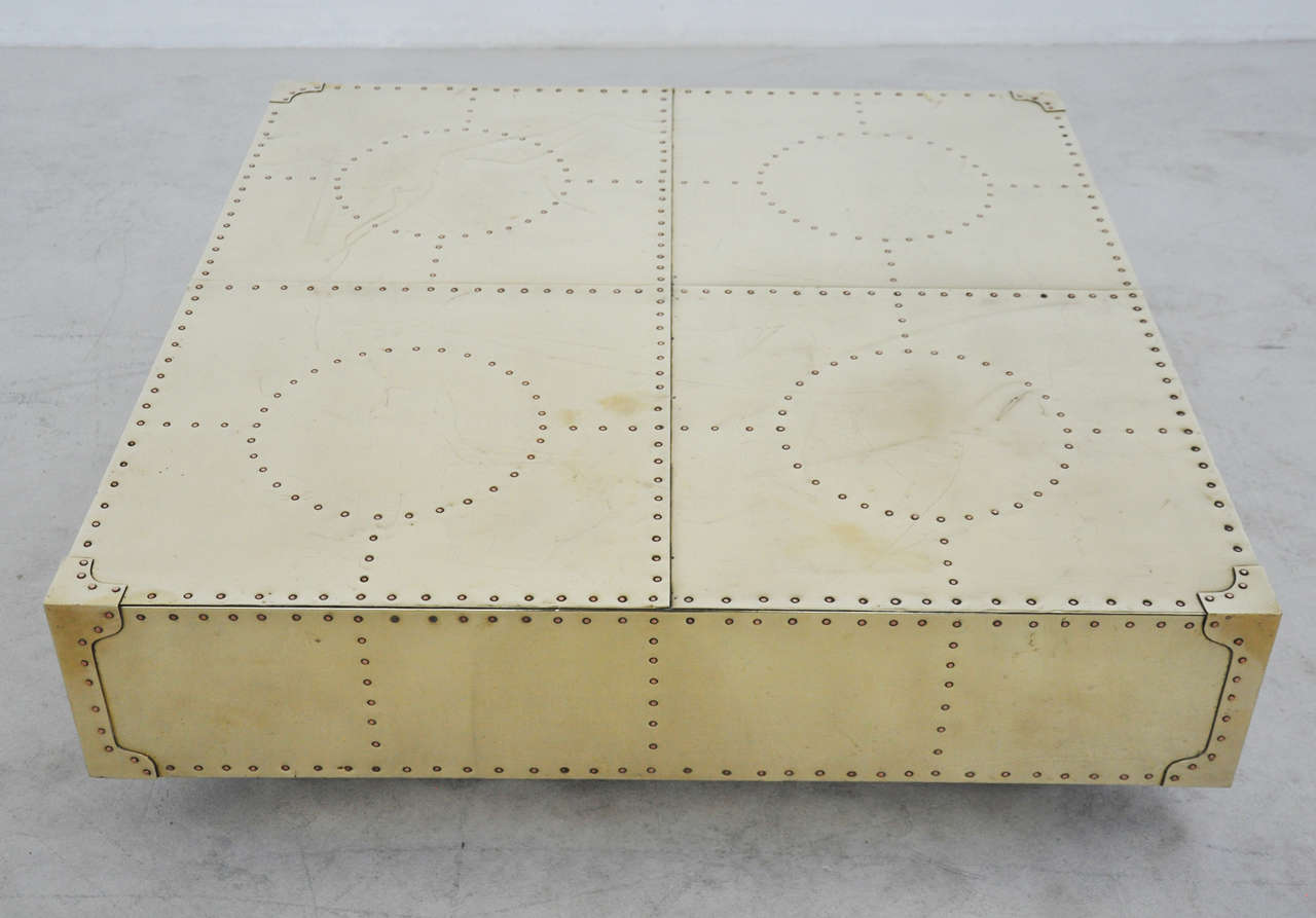 Large brass coffee table by Sarreid.
