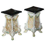 Pair of Italian Faux Painted Garden Seats