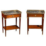 Pair Of  Marble Top Louis XVI Style Bedside Tables
