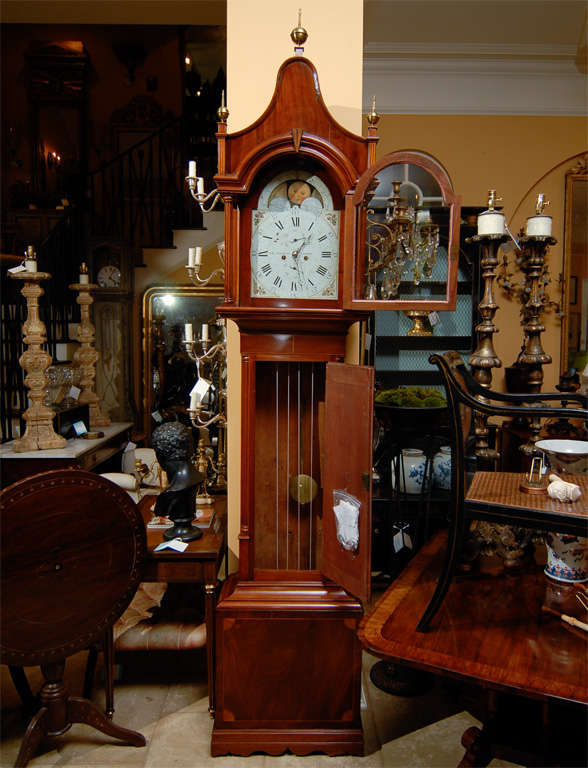 18thc George III Satinwood Tall Case Clock For Sale 3