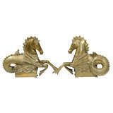 20thc Pair Of Bronze Seahorses, venetian