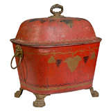 19thc English Red Tole Coal Hod