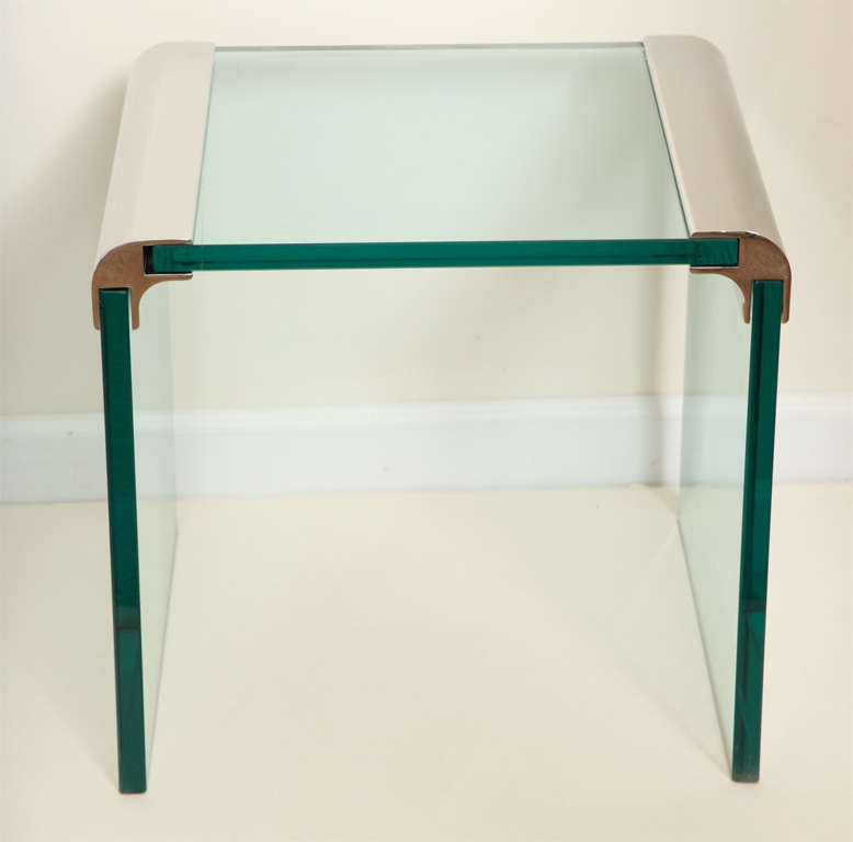 Sleek Pace Waterfall Glass And Chrome Side Tables