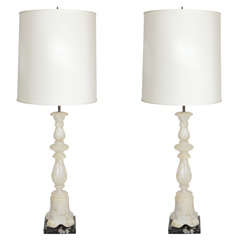 Mid-Century Modernist Pair of Marble Balustrade Form Lamps 9