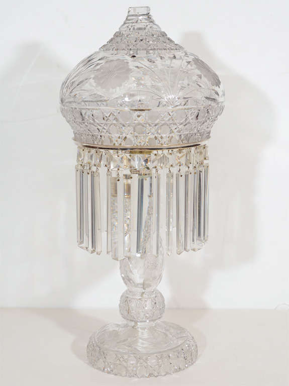 Aesthetic Movement Boudoir Lamp in Fine Cut Crystal