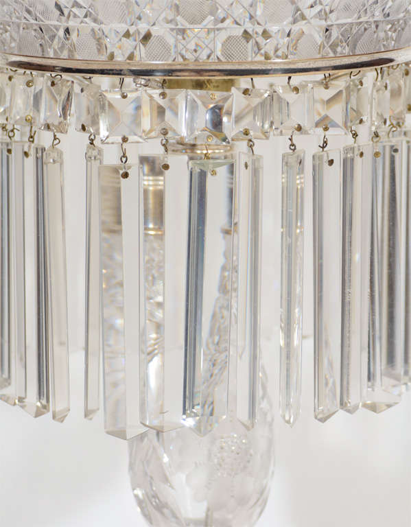 20th Century Aesthetic Movement Boudoir Lamp in Fine Cut Crystal