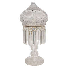 Vintage Aesthetic Movement Boudoir Lamp in Fine Cut Crystal