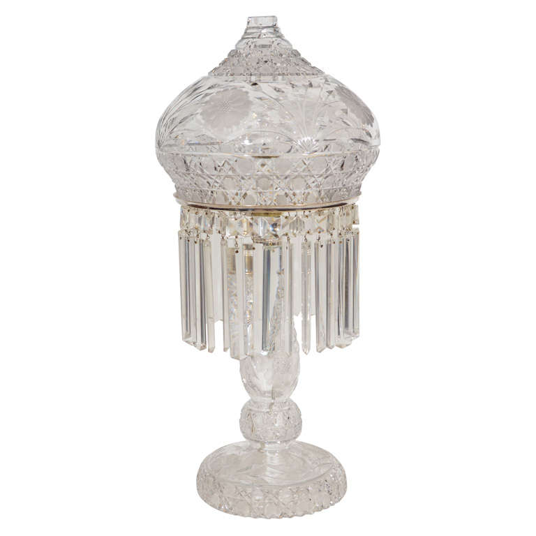 Aesthetic Movement Boudoir Lamp in Fine Cut Crystal