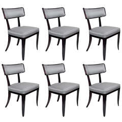 Stunning Set of Six Klismos Style Dining Chairs by Dunbar