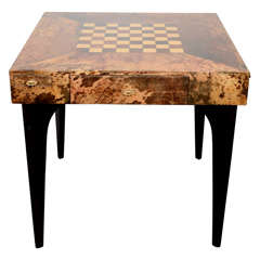 Modernist Aldo Tura Game Table in Lacquered Goat Skin