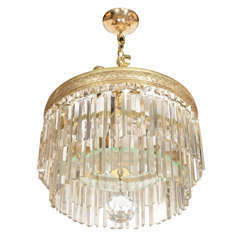 Hollywood Neoclassical Art Deco Two Tier Cut Crystal Chandelier