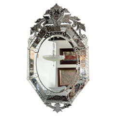 Outstanding Reversed, Etched and Beveled Venetian Mirror