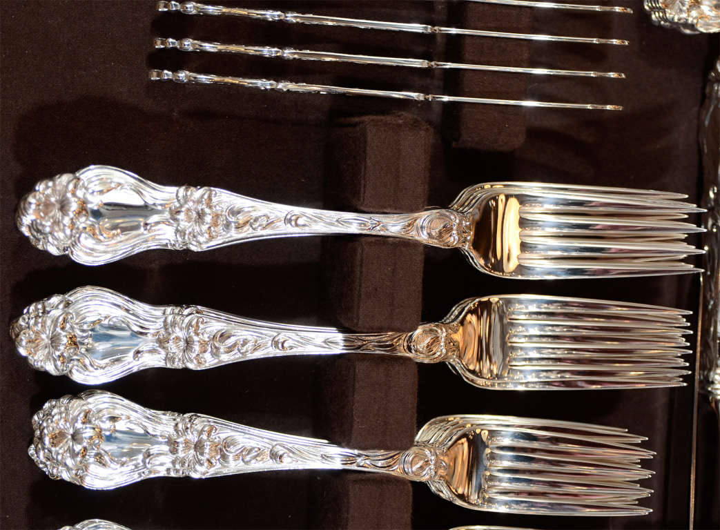 Magnificent  Art Nouveau Sterling Flatware Service by Whiting In Excellent Condition In New York, NY