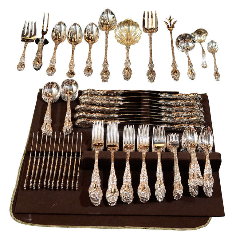 Magnificent  Art Nouveau Sterling Flatware Service by Whiting