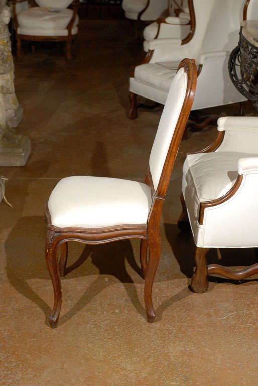 Set of Six French Louis XV Style 19th Century Walnut Dining Room Side Chairs 3
