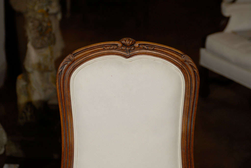 Set of Six French Louis XV Style 19th Century Walnut Dining Room Side Chairs 4