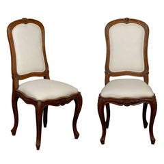 Set of Six French Louis XV Style 19th Century Walnut Dining Room Side Chairs