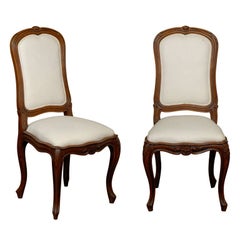 Set of Six French Louis XV Style 19th Century Walnut Dining Room Side Chairs