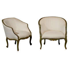 Pair of 18th Century Venetian Painted Bergere Chairs