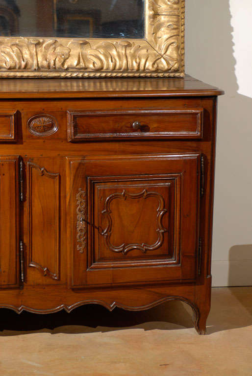 French 18th Century Walnut Enfilade, Three Drawers and Doors and Scalloped Apron 1