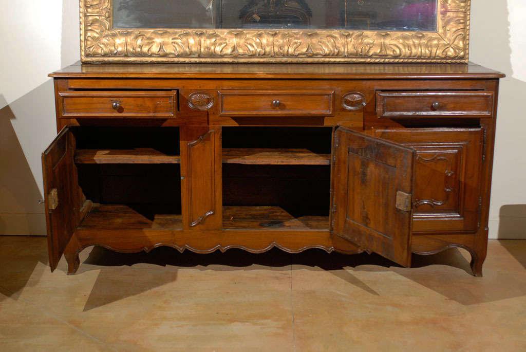 French 18th Century Walnut Enfilade, Three Drawers and Doors and Scalloped Apron 3