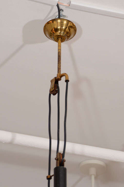 Mid-20th Century Italian Chandelier with Counter-Weighted Pulley System