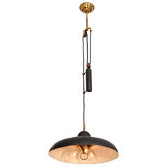 Vintage Italian Chandelier with Counter-Weighted Pulley System