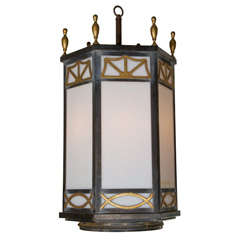 1920's Lantern with Original Milk Glass
