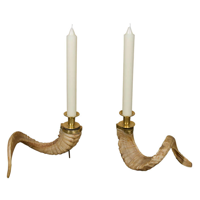 Ram Horn Candle Holders at 1stDibs ram horn candlestick holders