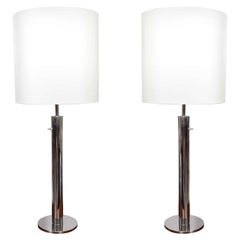Pair of Minimalist Chrome Table Lamps by Nessen Studio