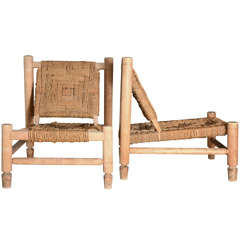 Oak and Rush low chairs