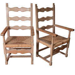 Pair of Tall Oak Arm Chairs