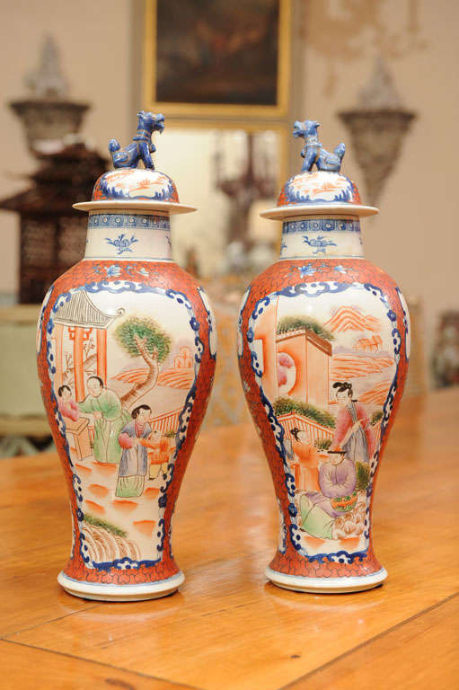 Chinese Mandarin covered jars