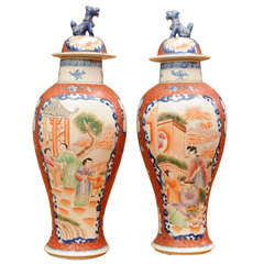 Chinese Mandarin covered jars