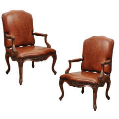 Pair of Louis XV style fauteuils