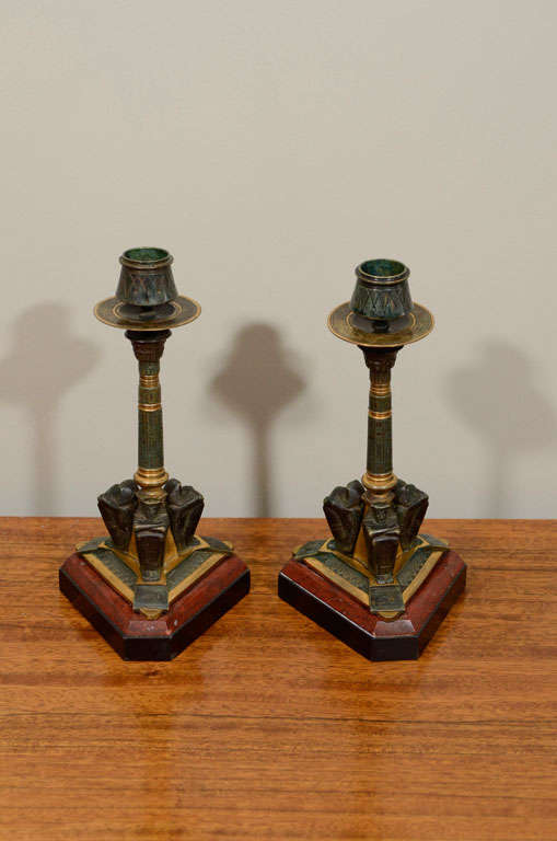 French Second Empire "Egyptian" Candlesticks