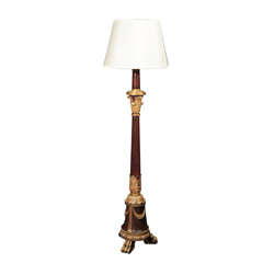 Vintage Louis Xvi Style Parcel Gilt Mahogany Floor Lamp.