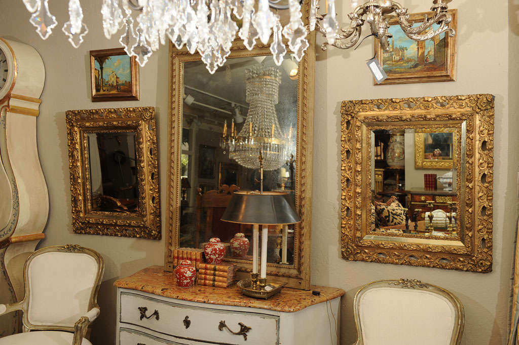 French 19th C. Baroque Style Gilt And Beveled Mirrors For Sale
