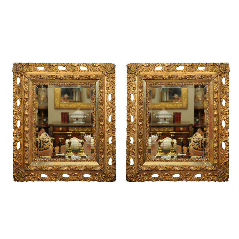 19th C. Baroque Style Gilt And Beveled Mirrors For Sale