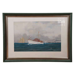 American Watercolor of Commuter Boat "Silvermoon"