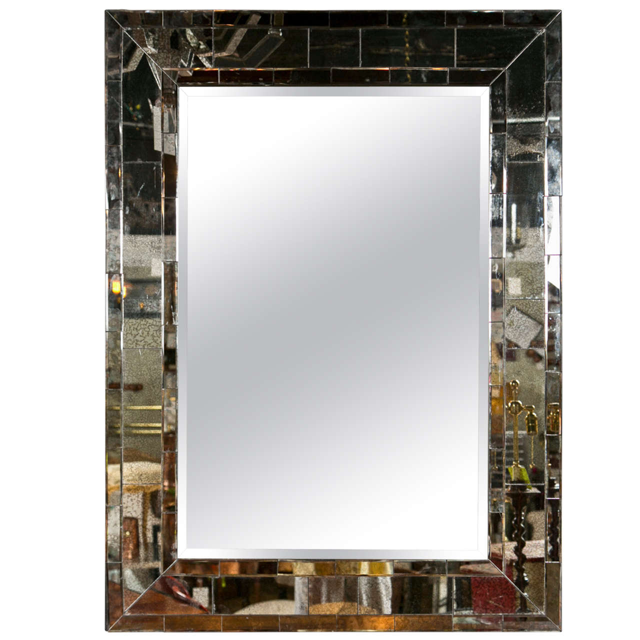 Rectangular Mirror with Sectioned Mirror Frame For Sale at 1stDibs