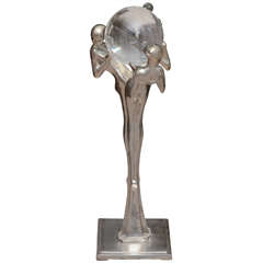 Vintage Silvered Metal Sculpture of the Three Graces