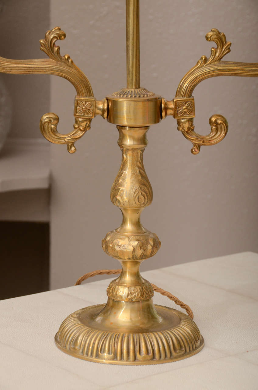 2-Armed Dore Bronze Candlestick Lamp In Good Condition For Sale In Water Mill, NY