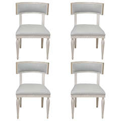 Set of 4 Chalk White Round Back Dining Chairs